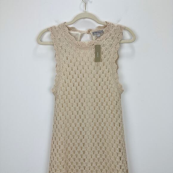 J.Crew Pointelle Sleeveless Sweater Dress Natural Beige Resort Boho Medium NWT - Picture 6 of 11